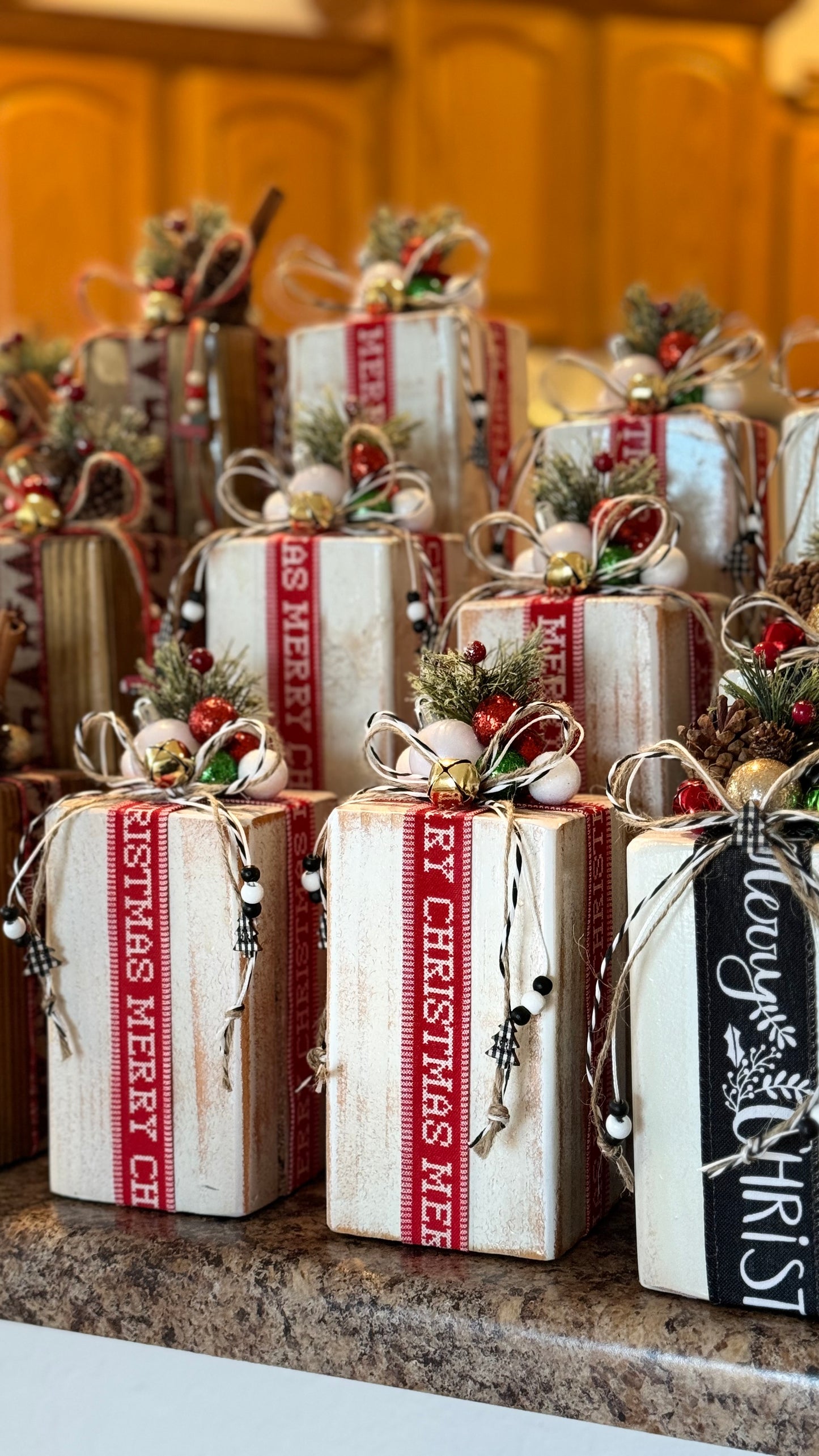 Distressed White Christmas Gift Decor Set